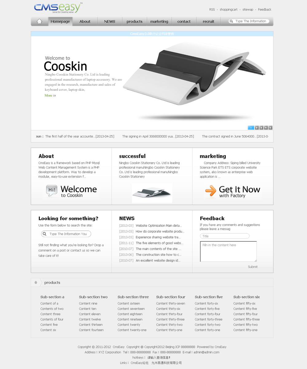 淡雅英文外贸公司企业网站模板,公司网站模板